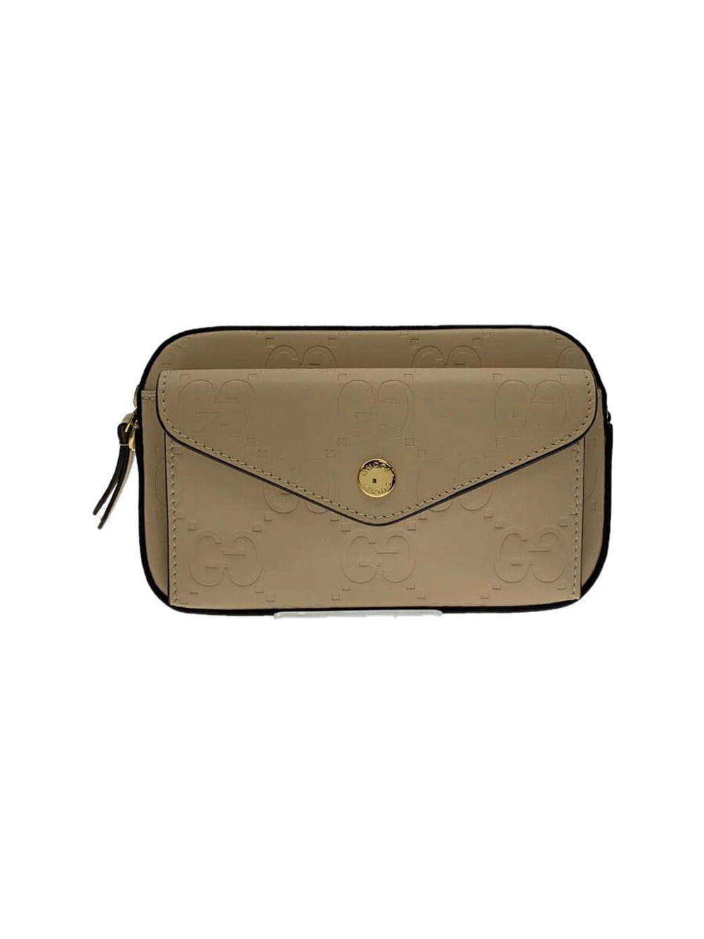 Gucci Gilbert envelope crossbody bag beige leather debossed GG